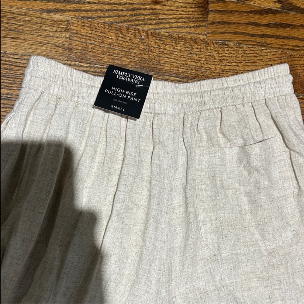 Vera Wang Beige Wide-Leg Linen Pants - Picture 8 of 11